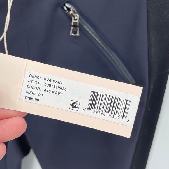 Rebecca Taylor NWT Ava Straight Leg Trouser Pant Side Zippers in Navy // 00 - Picture 7 of 15